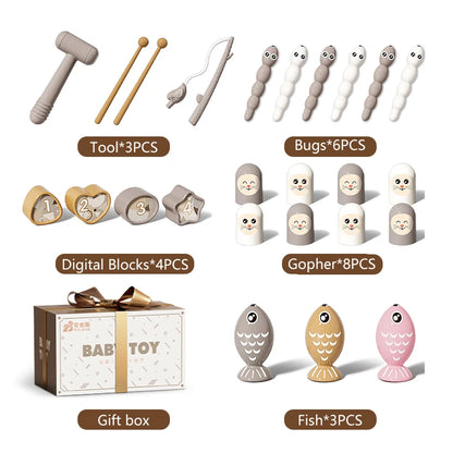 Montessori-Spielzeug für Kinder, magnetisch, Angeln, Eule, beschäftigt, Brett, Maulwurf, Spielnummer, Xylophon, sensorisch, pädagogisch, 3-Jahres-Geschenke für Kleinkinder