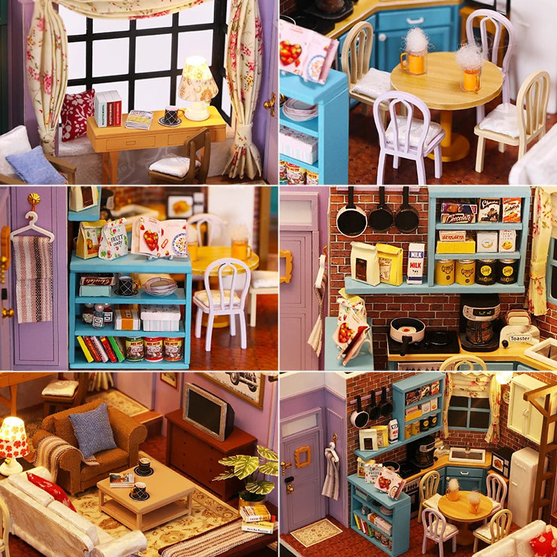 DIY Monicas Apartment - Puppenhäuser aus Holz im Miniatur inkl. Möbel