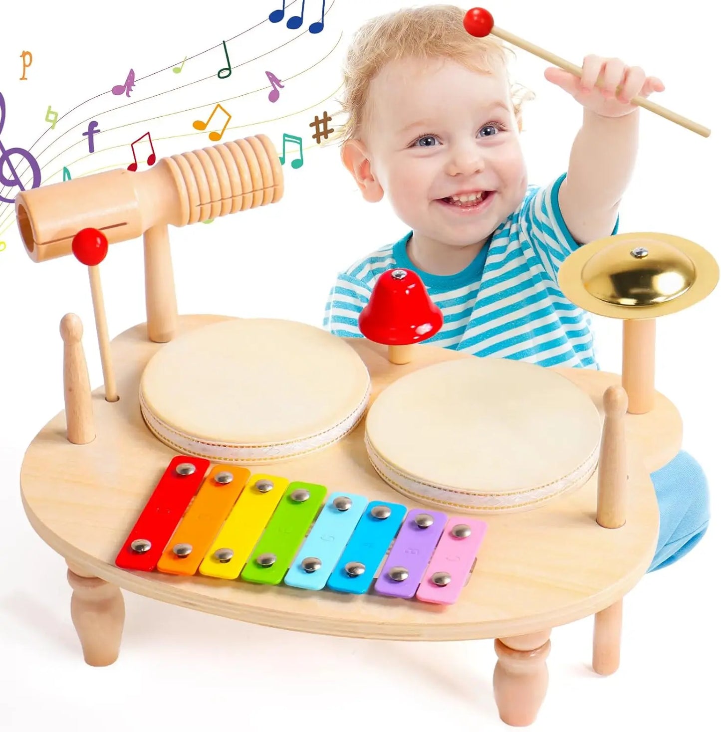Holz Musik Spielzeug Für Babys kinder Multifunktionale Musik Klopfen Tisch Frühe Bildung Kinder Drum Set Musik Spielzeug Baby Geschenk