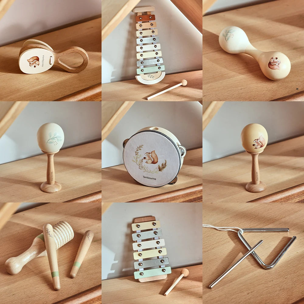 Musical Montessori Spielzeug Baby Spielzeug Rassel Glocke Trommel Xylophon Percussion für 0-3 Jahre Kinder Frühe Pädagogische Instrumente Spielzeug