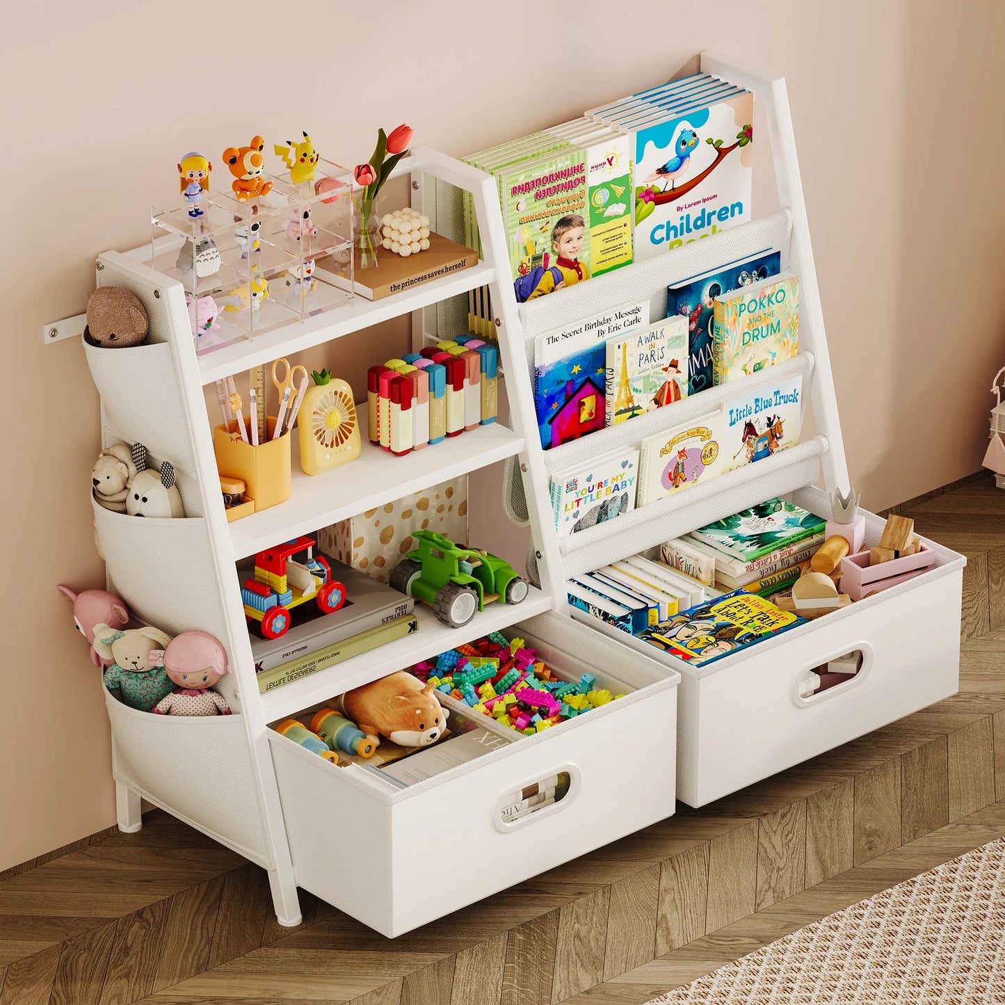 Modernes Kleinkind-Bücherregal für Kinderzimmer, Montessori-Spielzeug-Organizer mit Schublade, Kinderzimmer, Baby-Bücherregal, Kinder-Aufbewahrungsregal