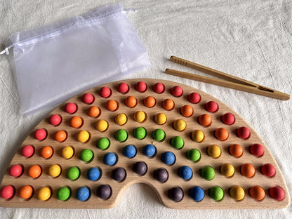 Montessori Sinnes Holzspielzeug Buche Caculate Halbtablett Hundert Brett mit Filzkugeln Alphabete Zahlen Kreatives Spielen