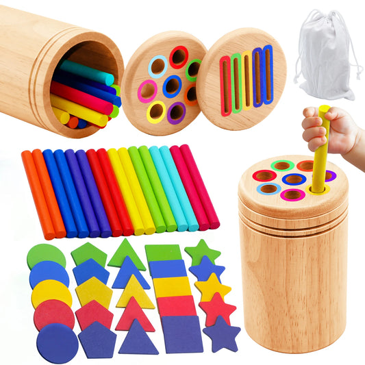 Farbige Montessori Sticks aus Holz - Feinmotorik und Augen-Hand-Koordination fördernd