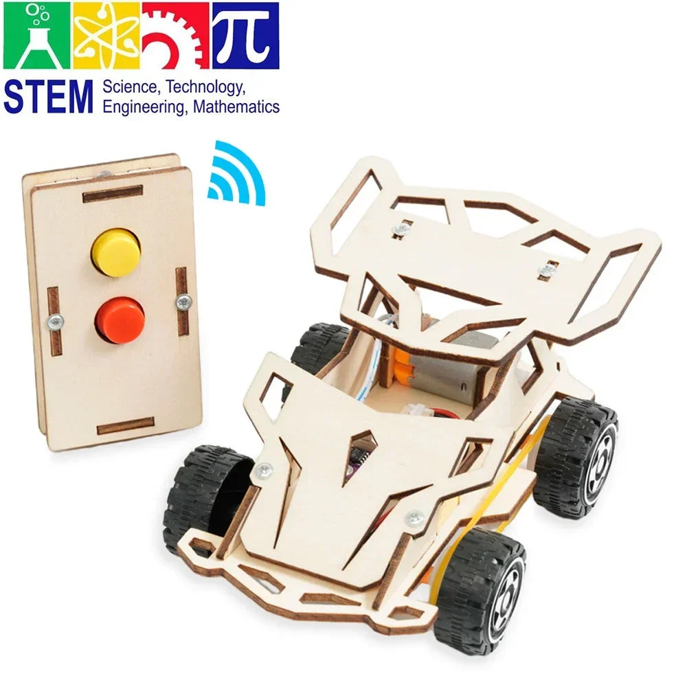 DIY Holz Fernbedienung Auto Holz Allradantrieb Racing Montage Wissenschaft Experiment Kits KINDER STEM Lernspielzeug