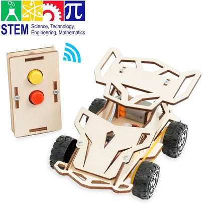 DIY Holz Fernbedienung Auto Holz Allradantrieb Racing Montage Wissenschaft Experiment Kits KINDER STEM Lernspielzeug