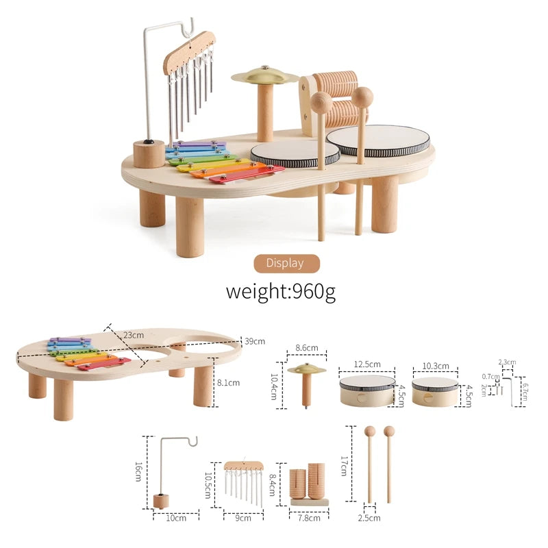 Baby Holz Musik instrumente Spielzeug multifunktion ale Schlag instrumente Trommel acht Ton Klavier Montessori Spielzeug Geburtstags geschenke