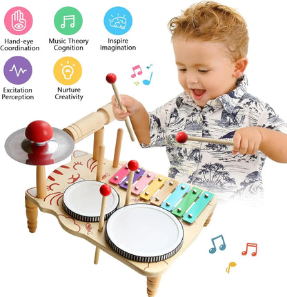 Holz Musik Spielzeug Für Babys kinder Multifunktionale Musik Klopfen Tisch Frühe Bildung Kinder Drum Set Musik Spielzeug Baby Geschenk