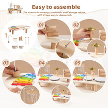 Lade das Bild in den Galerie-Viewer, Baby Holz Musik instrumente Spielzeug multifunktion ale Schlag instrumente Trommel acht Ton Klavier Montessori Spielzeug Geburtstags geschenke
