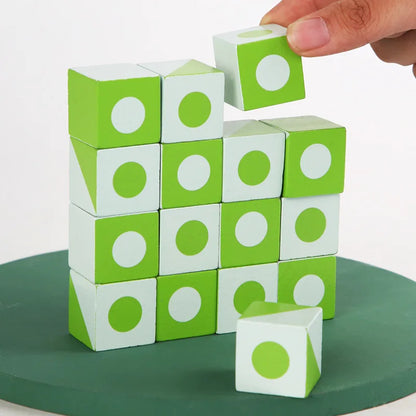 New 3D Montessori Geometry Puzzles Building Block Face Changing Logical Thinking Training Wooden Children's Early Education Toy