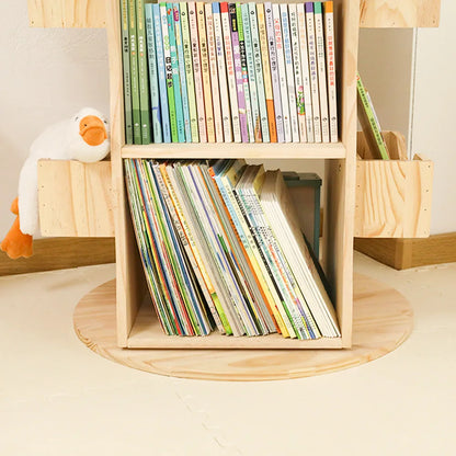 Modernes drehbares Bücherregal aus massivem Holz und Edelstahl, Wohnzimmermöbel für den Heimgebrauch, Kinder-Montessori-Bücherregal