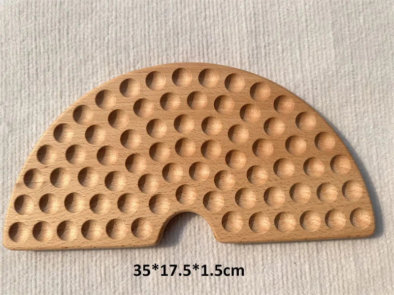 Montessori Sinnes Holzspielzeug Buche Caculate Halbtablett Hundert Brett mit Filzkugeln Alphabete Zahlen Kreatives Spielen