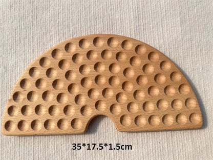 Montessori Sinnes Holzspielzeug Buche Caculate Halbtablett Hundert Brett mit Filzkugeln Alphabete Zahlen Kreatives Spielen