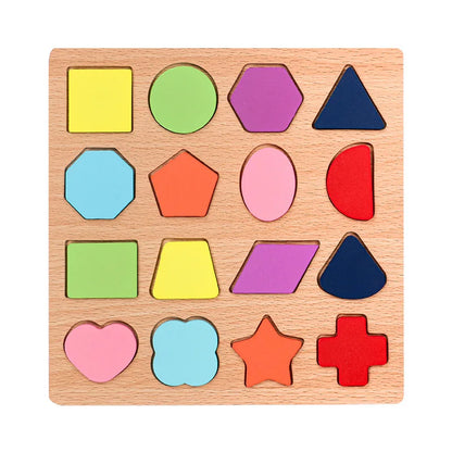 Kinder Puzzle Alphabet - Zahlen -Geometrische Formen aus Holz - Montessori Pädagogisches Spielzeug für Vorschulkinder