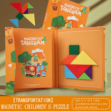 Lade das Bild in den Galerie-Viewer, Montessori Magnetic Tangram Wooden Puzzle Book for Children Jigsaw Portable Educational Learning Intelligence Toys for Baby Kids
