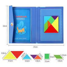 Lade das Bild in den Galerie-Viewer, Montessori Magnetic Tangram Wooden Puzzle Book for Children Jigsaw Portable Educational Learning Intelligence Toys for Baby Kids
