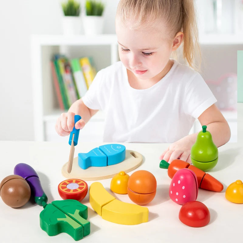 Holz Pretend Spielzeug Simulation Küche Klassisches Spiel Montessori Pädagogisches Spielzeug Für Kinder Kinder Geschenk Schneiden Obst Gemüse Set