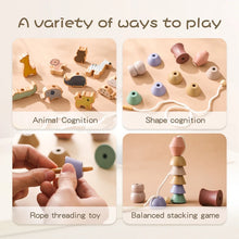 Lade das Bild in den Galerie-Viewer, Baby Animal Threading Toys Wooden Stacking Toys Blocks Board Games Montessori Hands-on Ability Educational Children Blocks Gifts
