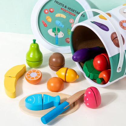 Holz Pretend Spielzeug Simulation Küche Klassisches Spiel Montessori Pädagogisches Spielzeug Für Kinder Kinder Geschenk Schneiden Obst Gemüse Set