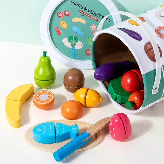 Holz Pretend Spielzeug Simulation Küche Klassisches Spiel Montessori Pädagogisches Spielzeug Für Kinder Kinder Geschenk Schneiden Obst Gemüse Set