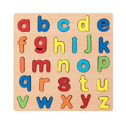 Kinder Puzzle Alphabet - Zahlen -Geometrische Formen aus Holz - Montessori Pädagogisches Spielzeug für Vorschulkinder