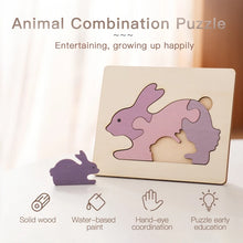 Lade das Bild in den Galerie-Viewer, Wooden Puzzle Montessori Cartoon Animals Colorful Early Learning Education Toys Tangram Puzzle Cognitive Toy Children Kids Gift
