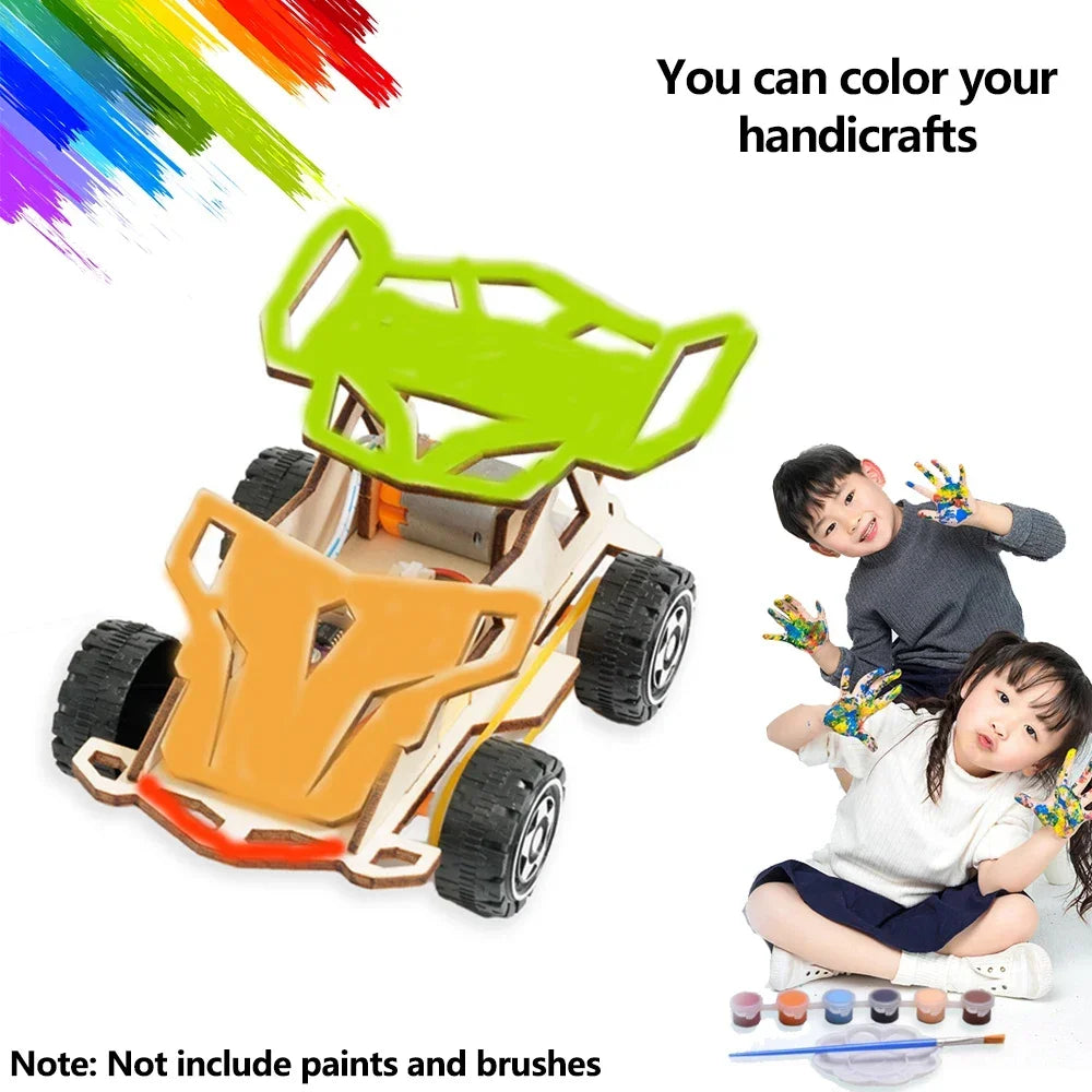 DIY Holz Fernbedienung Auto Holz Allradantrieb Racing Montage Wissenschaft Experiment Kits KINDER STEM Lernspielzeug
