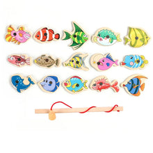 Lade das Bild in den Galerie-Viewer, Wooden Fishing Game Cartoon Marine Life Cognition Fish Rod Magnetic Toys for Children Early Educational Parent-child Interactive
