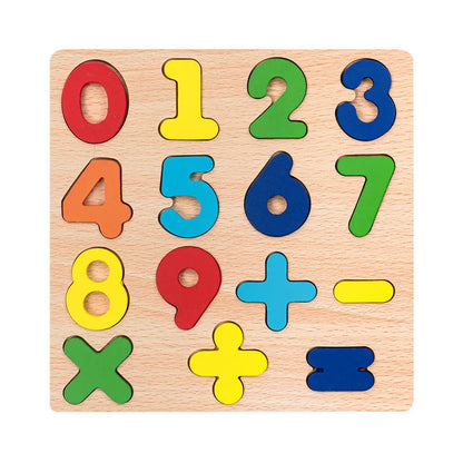 Kinder Puzzle Alphabet - Zahlen -Geometrische Formen aus Holz - Montessori Pädagogisches Spielzeug für Vorschulkinder