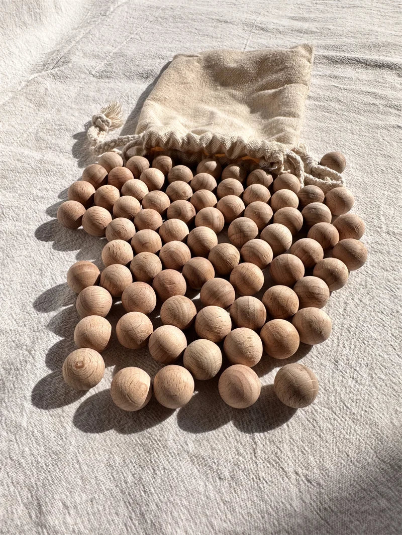 Montessori Sinnes Holzspielzeug Buche Caculate Halbtablett Hundert Brett mit Filzkugeln Alphabete Zahlen Kreatives Spielen