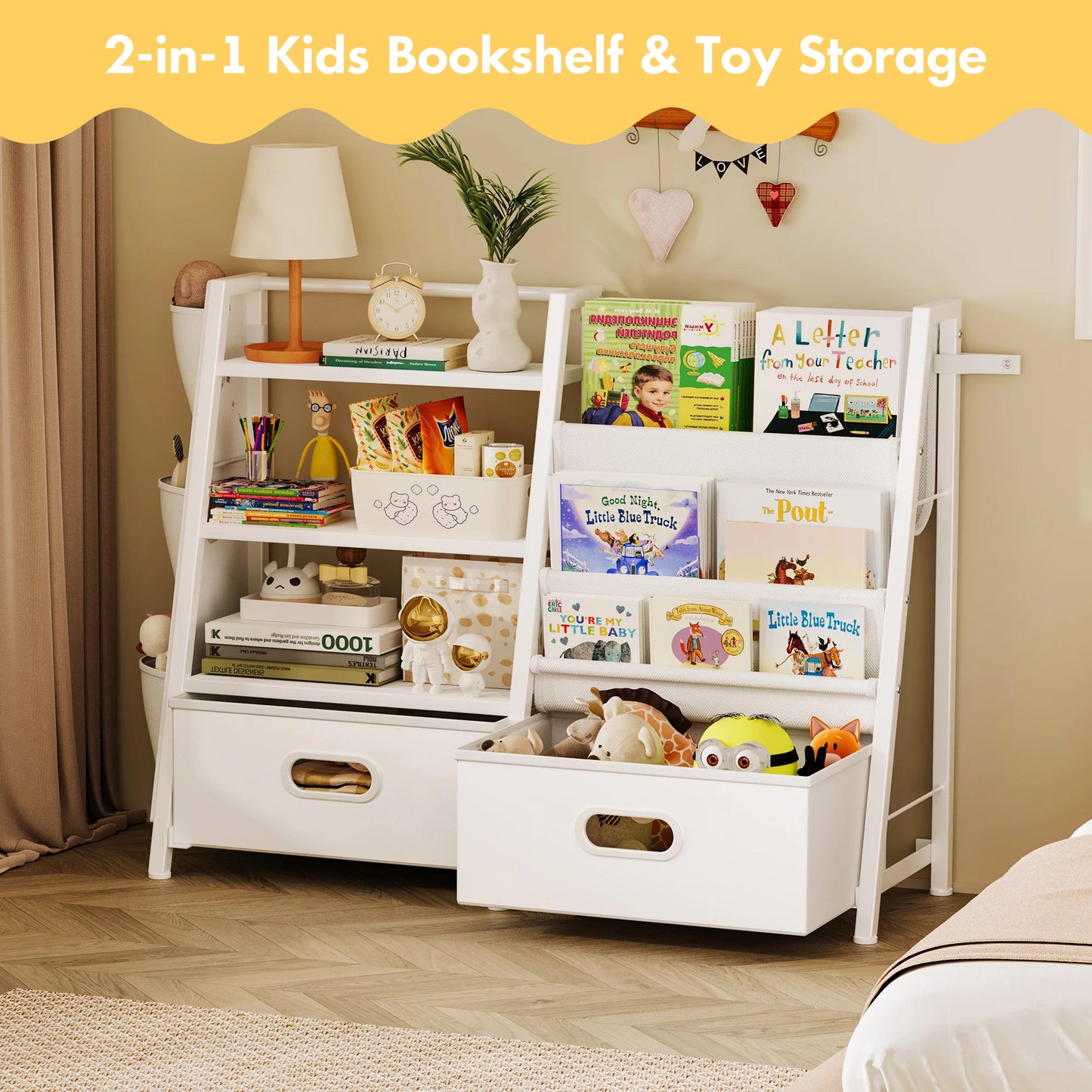 Modernes Kleinkind-Bücherregal für Kinderzimmer, Montessori-Spielzeug-Organizer mit Schublade, Kinderzimmer, Baby-Bücherregal, Kinder-Aufbewahrungsregal