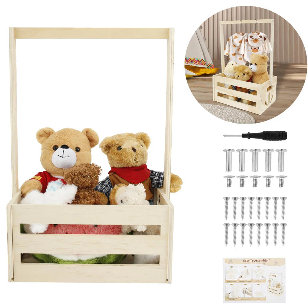 Baby-Duschkorb aus Holz, Baby-Duschkiste, Schrank mit tragbarem Griff, zum Dekorieren von Spielzeug-Aufbewahrungskorb mit großer Kapazität für Badezimmer