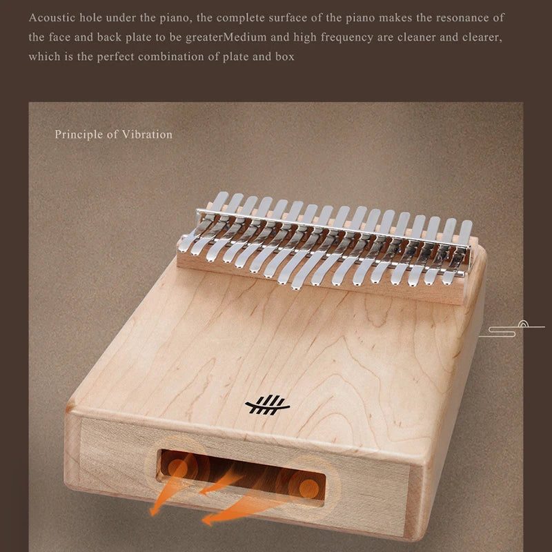 Hluru 17 21-Tasten-Kalimba, Daumenklavier, Musikinstrument, hochwertiges Holz, Kalimba 21-Tasten-Fingerklavier, tragbares Instrument für Anfänger