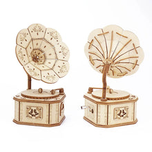 Lade das Bild in den Galerie-Viewer, 3D Holz Grammophon Spieluhr Puzzles Kits für Teenager Erwachsene Baumodelle Set Spielzeug DIY Montage Maschinenbau Weihnachtsgeschenk
