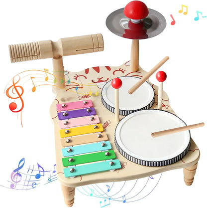 Holz Musik Spielzeug Für Babys kinder Multifunktionale Musik Klopfen Tisch Frühe Bildung Kinder Drum Set Musik Spielzeug Baby Geschenk