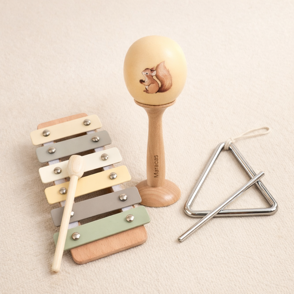 Starter Eichhorn Musik-Set für Kinder: Erstes Instrumenten-Bundle aus Holz