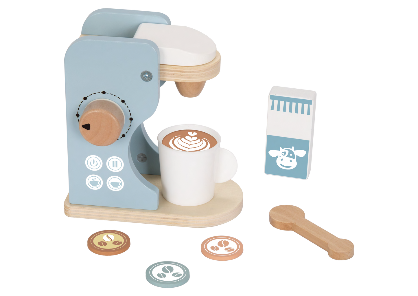 Mini Kaffeemaschine aus Holz für Kinder – Kaffee Set Spielzeug für die Spielküche