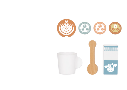 Mini Kaffeemaschine aus Holz für Kinder – Kaffee Set Spielzeug für die Spielküche