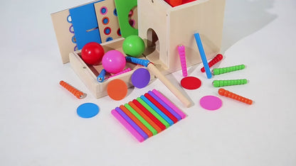 Montessori Holz Lernbox – Multifunktionales Steck- & Formenpuzzle für Kinder