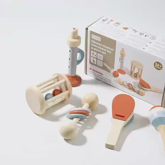Musikspaß für Kinder – 5-teiliges Montessori Holz-Musikspielzeug-Set für frühes Lernen